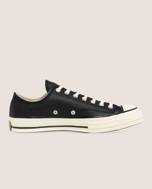 Converse Chuck 70 Seasonal Leather Sort Sko Danmark - Converse Lave Sneakers Herre - 52614RELV